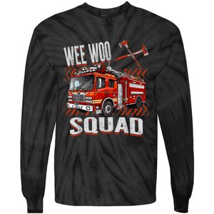 Fire Truck Firefighters Lovers Wee Woo Squad Tie-Dye Long Sleeve Shirt