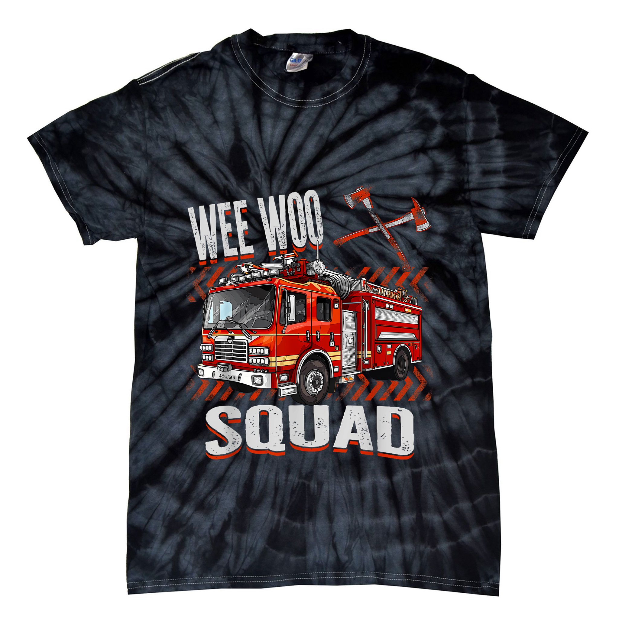 Fire Truck Firefighters Lovers Wee Woo Squad Tie-Dye T-Shirt