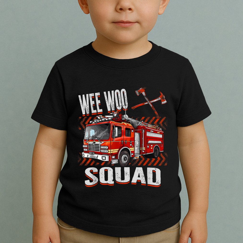 Fire Truck Firefighters Lovers Wee Woo Squad Toddler T-Shirt