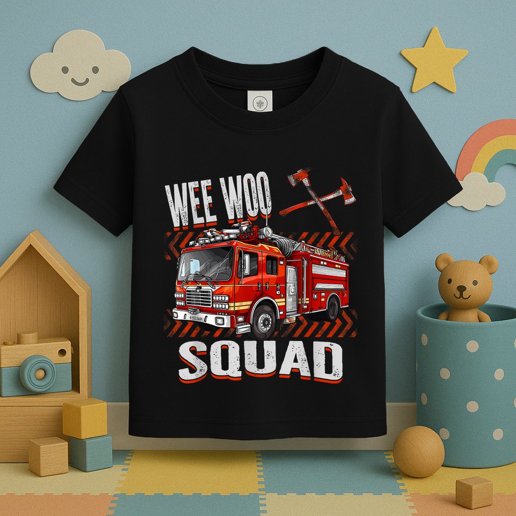 Fire Truck Firefighters Lovers Wee Woo Squad Toddler T-Shirt