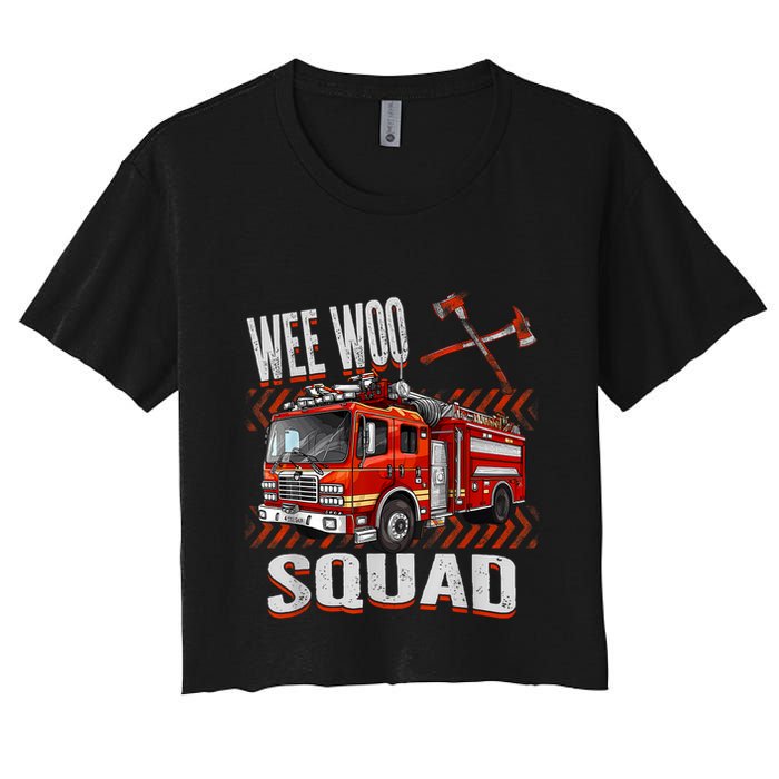 Fire Truck Firefighters Lovers Wee Woo Squad Women's Crop Top Tee