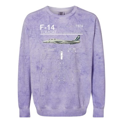 F14 Tomcat Fighter Jet Diagram Colorblast Crewneck Sweatshirt