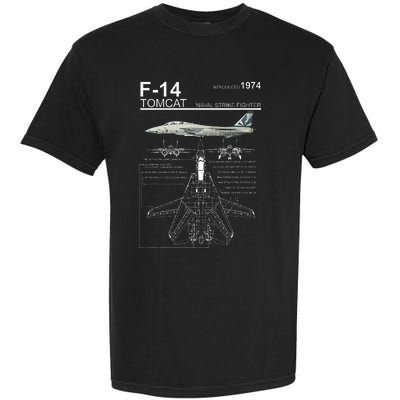 F14 Tomcat Fighter Jet Diagram Garment-Dyed Heavyweight T-Shirt