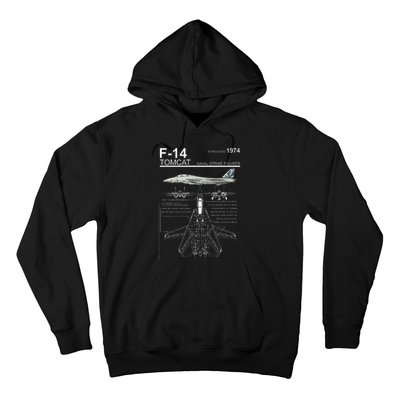 F14 Tomcat Fighter Jet Diagram Hoodie