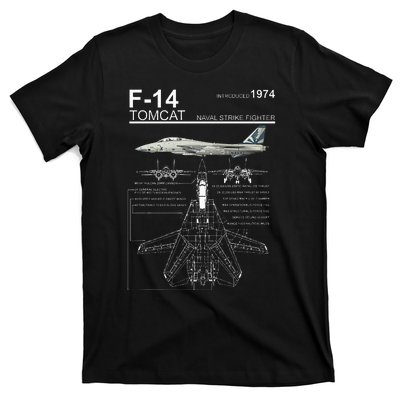 F14 Tomcat Fighter Jet Diagram T-Shirt