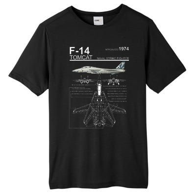 F14 Tomcat Fighter Jet Diagram Tall Fusion ChromaSoft Performance T-Shirt