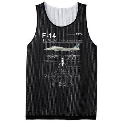 F14 Tomcat Fighter Jet Diagram Mesh Reversible Basketball Jersey Tank