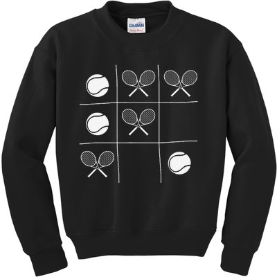 Funny Tennis Gift – Noughts And Crosses Tictactoe Racket Kids Sweatshirt