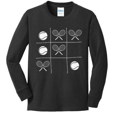 Funny Tennis Gift – Noughts And Crosses Tictactoe Racket Kids Long Sleeve Shirt