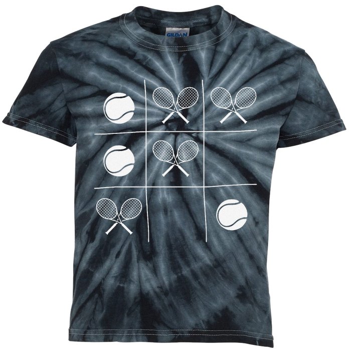 Funny Tennis Gift – Noughts And Crosses Tictactoe Racket Kids Tie-Dye T-Shirt