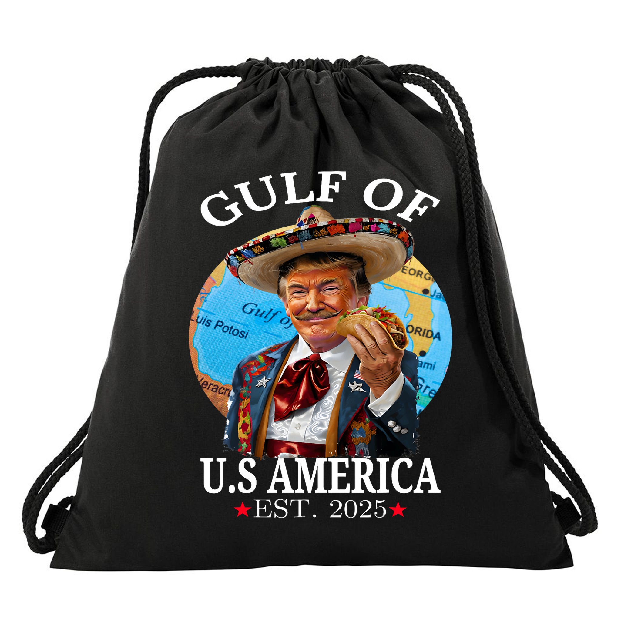 Funny Trump   Gulf Of US America 2025 Trump Merchandise Drawstring Bag