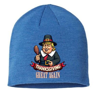 Funny Thanksgiving Great Again Trump Pilgrim Gift Sustainable Beanie