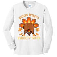 Funny Thanksgiving Guess What Turkey Butt Kids Long Sleeve Shirt