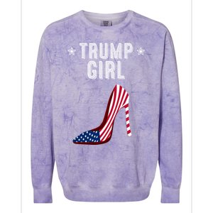 Funny Trump Gift Cute High Heel American Flag Great Gift Colorblast Crewneck Sweatshirt