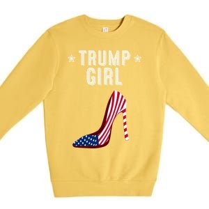 Funny Trump Gift Cute High Heel American Flag Great Gift Premium Crewneck Sweatshirt