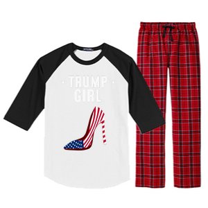 Funny Trump Gift Cute High Heel American Flag Great Gift Raglan Sleeve Pajama Set