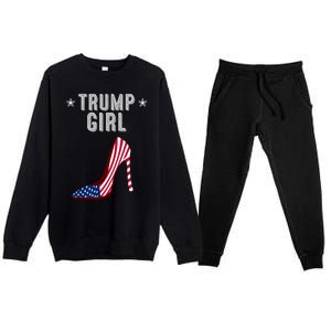 Funny Trump Gift Cute High Heel American Flag Great Gift Premium Crewneck Sweatsuit Set