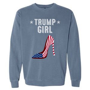 Funny Trump Gift Cute High Heel American Flag Great Gift Garment-Dyed Sweatshirt