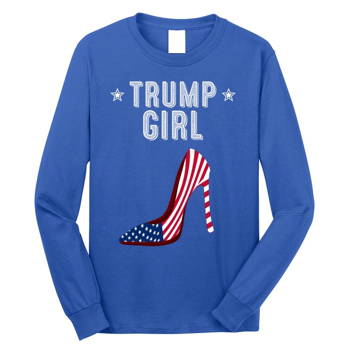 Funny Trump Gift Cute High Heel American Flag Great Gift Long Sleeve Shirt