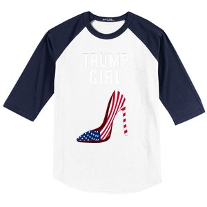 Funny Trump Gift Cute High Heel American Flag Great Gift Baseball Sleeve Shirt