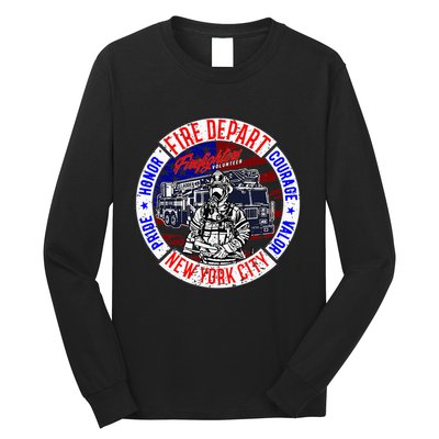 Firefighter Truck Gear Fire Department New York Firefighters Long Sleeve Shirt