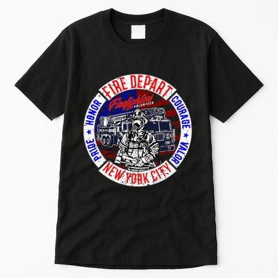 Firefighter Truck Gear Fire Department New York Firefighters Tall T-Shirt