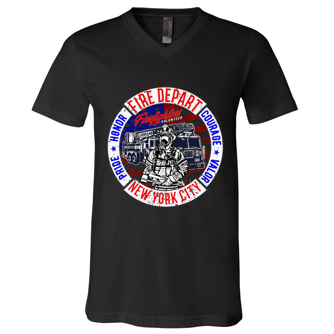 Firefighter Truck Gear Fire Department New York Firefighters V-Neck T-Shirt