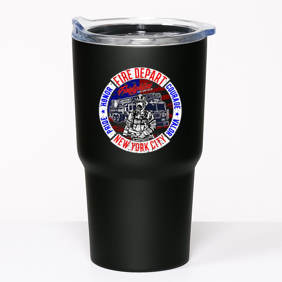 Firefighter Truck Gear Fire Department New York Firefighters Tumbler