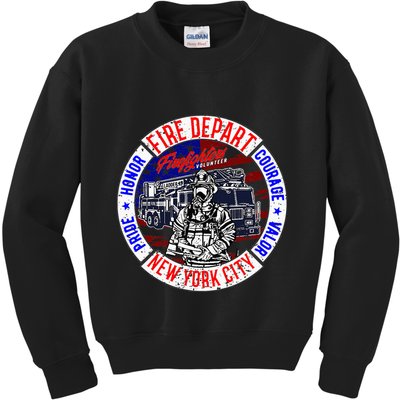 Firefighter Truck Gear Fire Department New York Firefighters Kids Sweatshirt