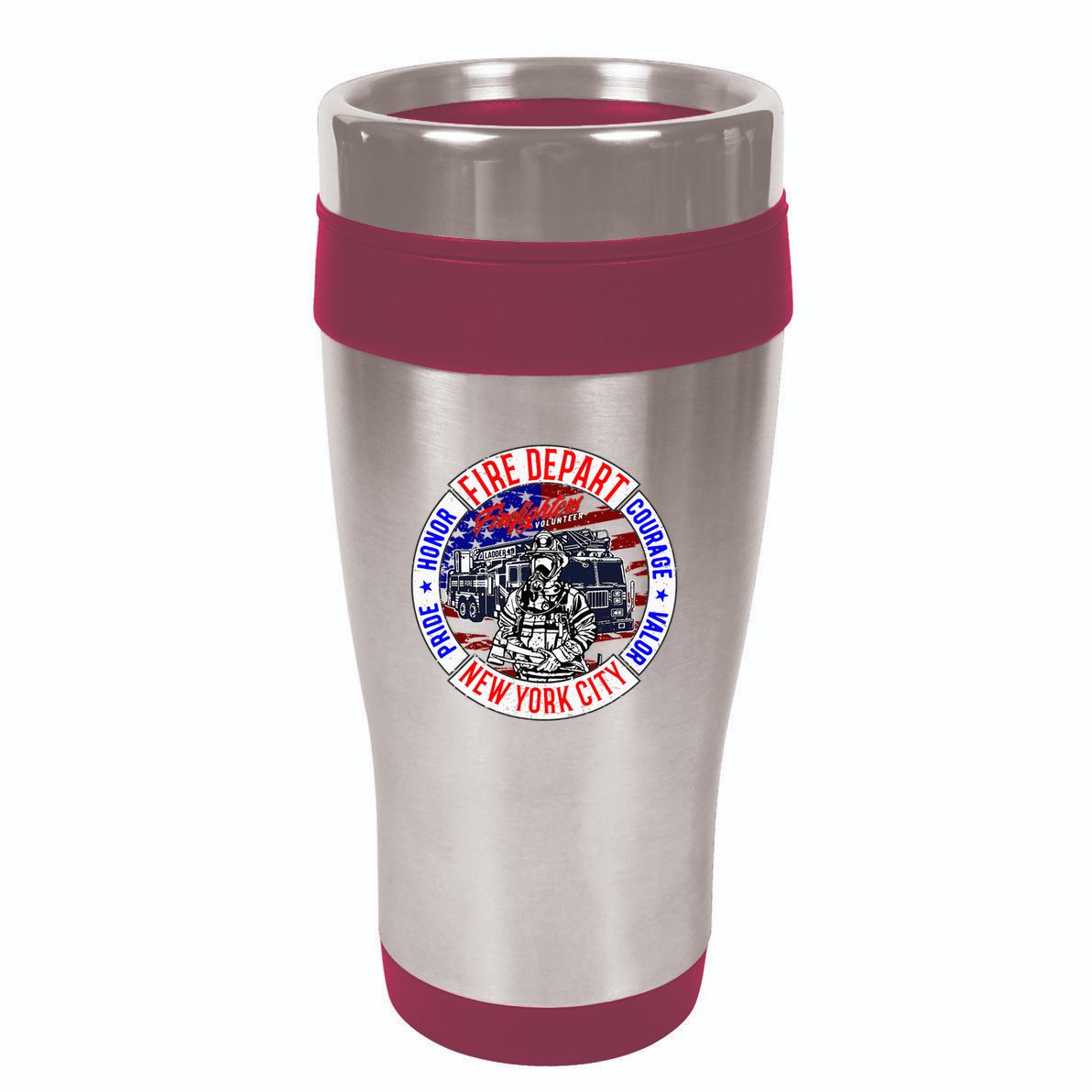 Firefighter Truck Gear Fire Department New York Firefighters 16oz Travel Tumbler