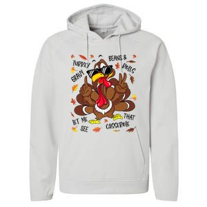 Funny Turkey Gravy Beans And Rolls Thanksgiving Turkey Family Gift Performance Fleece Hoodie