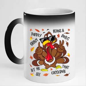 Funny Turkey Gravy Beans And Rolls Thanksgiving Turkey Family Gift 11oz Black Color Changing Mug