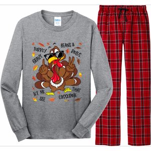 Funny Turkey Gravy Beans And Rolls Thanksgiving Turkey Family Gift Long Sleeve Pajama Set