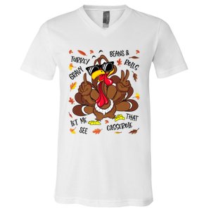 Funny Turkey Gravy Beans And Rolls Thanksgiving Turkey Family Gift V-Neck T-Shirt