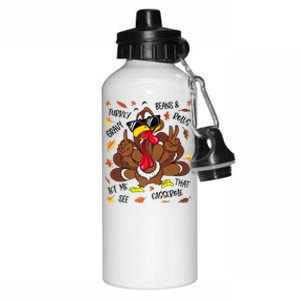 Funny Turkey Gravy Beans And Rolls Thanksgiving Turkey Family Gift Aluminum Water Bottle