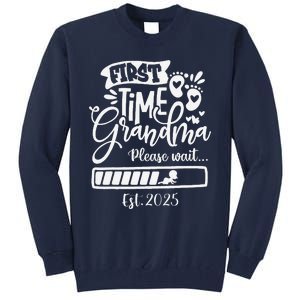 First Time Grandma 2025 Loading Nana Funny Baby Announcement Tall Sweatshirt