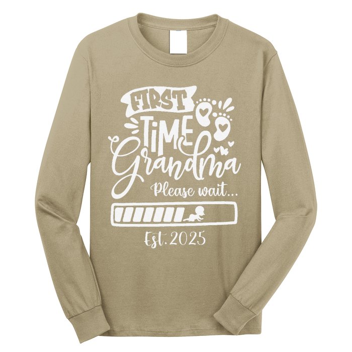 First Time Grandma 2025 Loading Nana Funny Baby Announcement Long Sleeve Shirt