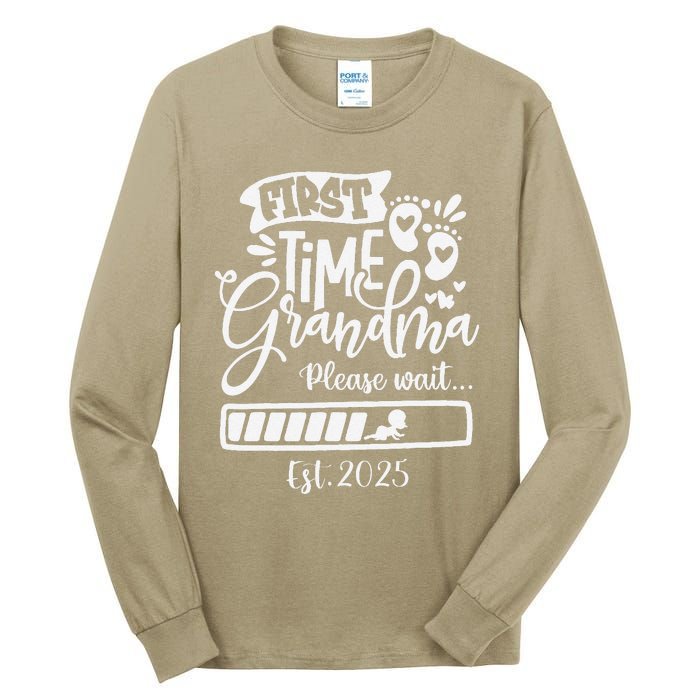 First Time Grandma 2025 Loading Nana Funny Baby Announcement Tall Long Sleeve T-Shirt