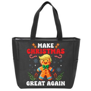 Funny Trump Gingerbread Man Make Christmas Great Again 2024 Zip Tote Bag