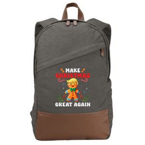 Funny Trump Gingerbread Man Make Christmas Great Again 2024 Cotton Canvas Backpack