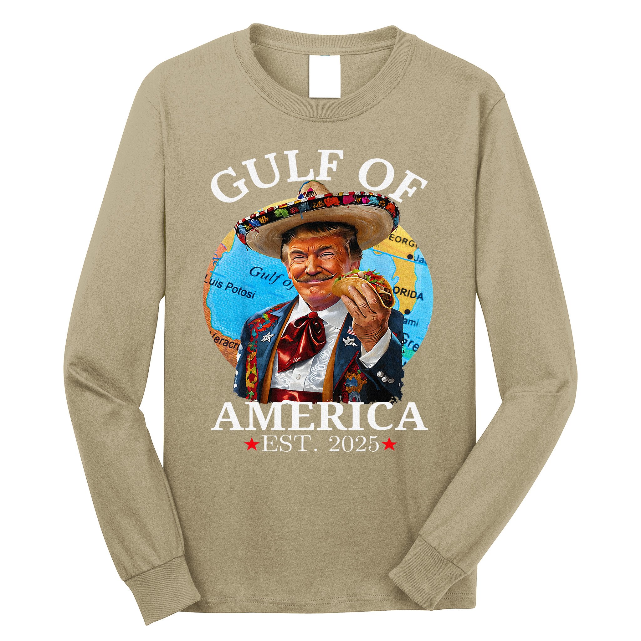 Funny Trump Gulf Of Us America 2025 Trump Merchandise .Png Long Sleeve Shirt