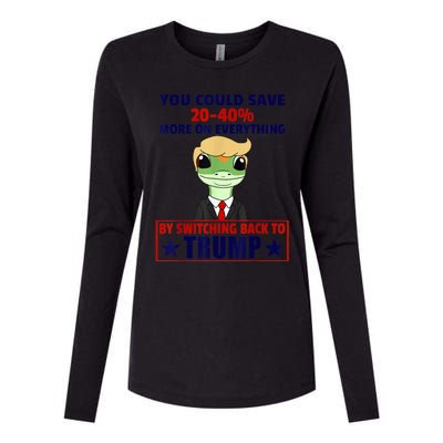 Funny Trump Gecko Switch Back To Trump Save More Republican Womens Cotton Relaxed Long Sleeve T-Shirt