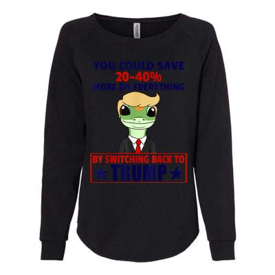 Funny Trump Gecko Switch Back To Trump Save More Republican Womens California Wash Sweatshirt