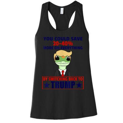 Funny Trump Gecko Switch Back To Trump Save More Republican Women's Racerback Tank