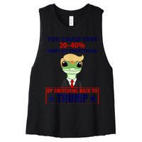 Funny Trump Gecko Switch Back To Trump Save More Republican Women's Racerback Cropped Tank