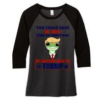 Funny Trump Gecko Switch Back To Trump Save More Republican Women's Tri-Blend 3/4-Sleeve Raglan Shirt