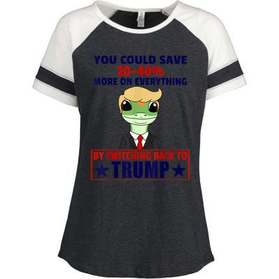 Funny Trump Gecko Switch Back To Trump Save More Republican Enza Ladies Jersey Colorblock Tee