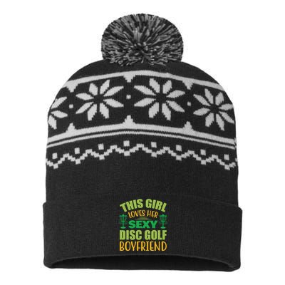 Frolf This Girl Loves Her Sexy Disc Golf Boyfriend Frisbee Golf USA-Made Snowflake Beanie