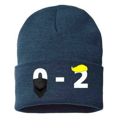 Funny Trump Golf Course Gunshots 0 2 Trump Is Safe Sustainable Knit Beanie