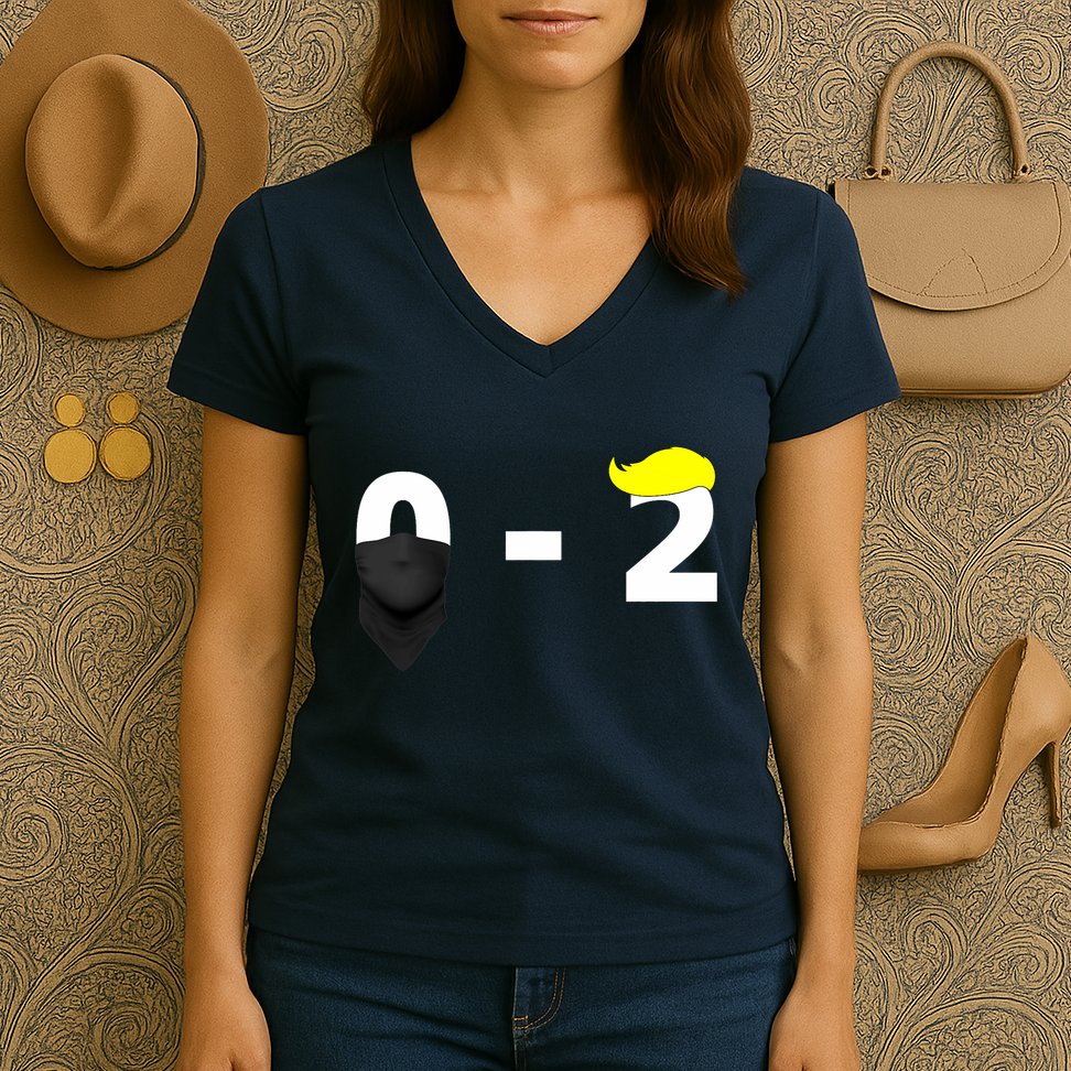Funny Trump Golf Course Gunshots 0 2 Trump Is Safe Women's V-Neck T-Shirt